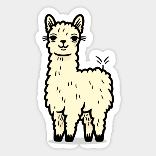 Adorable Llama Character, Happy Animal Doodle Sticker